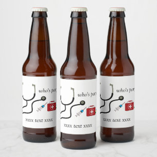 Pour Bouteilles De Bière Médecin, Infirmière, Médicale, Hôpital Étiquette d