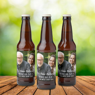 Pour Bouteilles De Bière Meilleur papa Jamais Photo Personnalisé Étiquette 