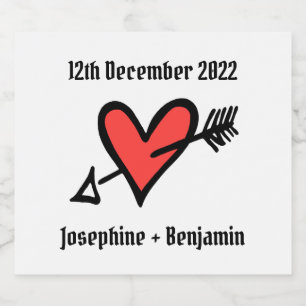 Pour Bouteilles De Bière Personnalisé Mariage Amour Coeur Noir & Étiquette 