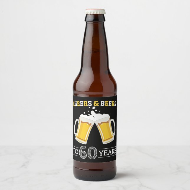 Pour Bouteilles De Bière Salutations et bières à 60 ans Étiquette bouteille (Devant)