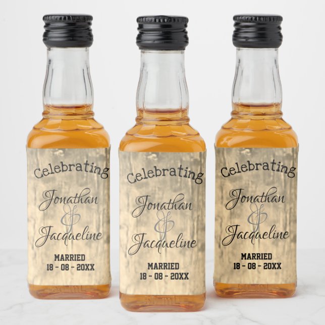 Pour Bouteilles De Liqueur Mariage personnalisé Rustique Chic Mini Étiquettes (Bouteilles)