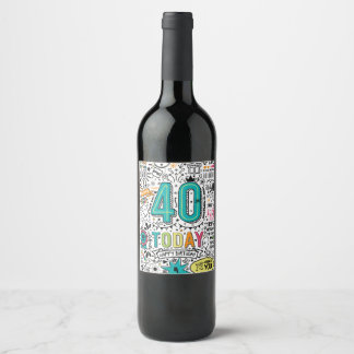 Pour Bouteilles De Vin 40e anniversaire Étiquette