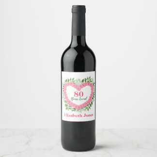 Pour Bouteilles De Vin 80 ans aimés 80e anniversaire Étiquette bouteille