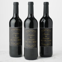Anniversaire Gold Nom Bouteille Set Vins Étiquette
