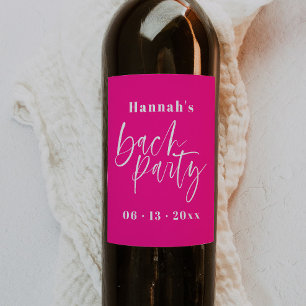 Pour Bouteilles De Vin Bachelorette Rose Chaud Moderne Étiquette Faveurs