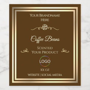 Pour Bouteilles De Vin Café Brown Étiquette Gold Frame avec logo