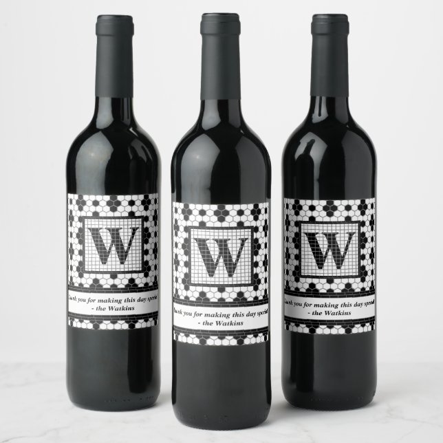 Pour Bouteilles De Vin Carreau hexagonale Imprimer Monogramme Étiquette à (Bouteilles)