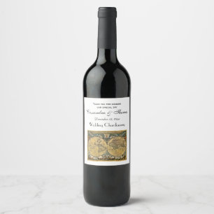 Pour Bouteilles De Vin Carte du monde antique do-it-yourself BG Étiquette