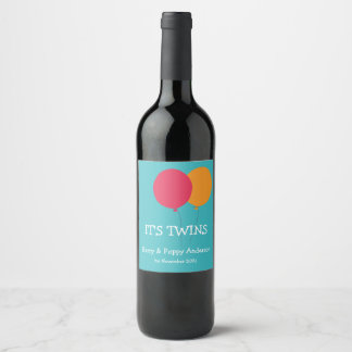 Pour Bouteilles De Vin C'est Twins Modern Whimsical Wine Étiquette