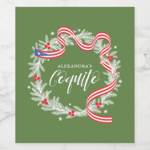 Pour Bouteilles De Vin Coquito Noël Wreath Wine Étiquette