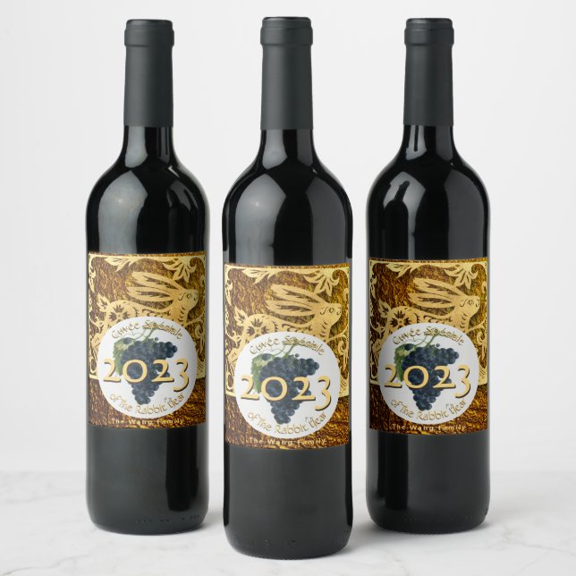 Pour Bouteilles De Vin Cuvee Spéciale Lapin D'Or Année 2023 Étiquette À V (Bouteilles)