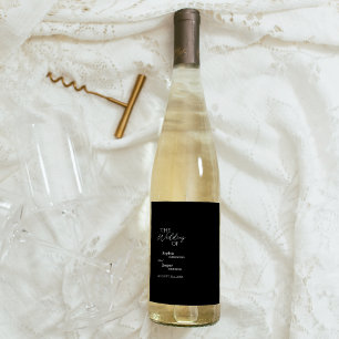Pour Bouteilles De Vin Étiquette Mariage moderne classique noir