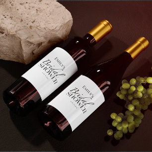 Pour Bouteilles De Vin Étiquette minimaliste à Fête des mariées noire et