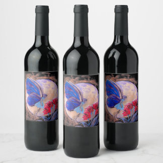 Pour Bouteilles De Vin Fairy in Moonlight Food or Wine Étiquette Set