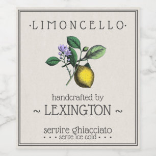 Pour Bouteilles De Vin Limoncello Lemon Illustration Grand Étiquette bout