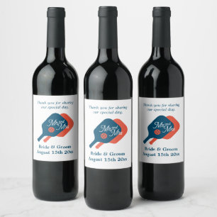 Pour Bouteilles De Vin M. & Mme pickleball sport thème étiquette mariage 