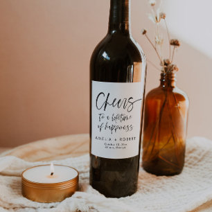 Pour Bouteilles De Vin Moderne Élégante Calligraphie Chevauche Étiquette 