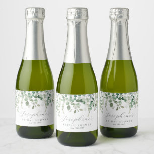 Pour Bouteilles De Vin Mousseux Éucalyptus Calligraphie Script Mini Étiquettes bou