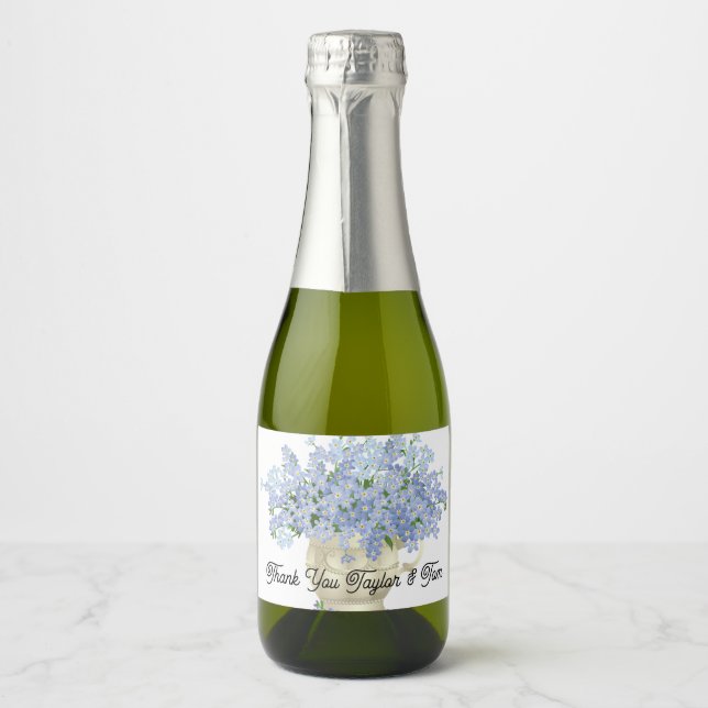 Pour Bouteilles De Vin Mousseux Mariage en faveur mini bouteille étiquettes (Devant)
