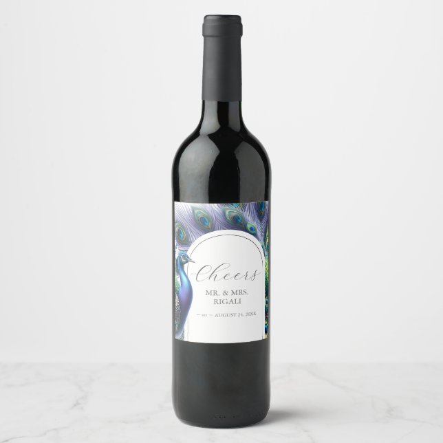 Pour Bouteilles De Vin Peacock Étiquette (Devant)