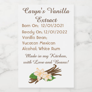 Pour Bouteilles De Vin Personnalisable Vanilla Extract Étiquettes