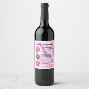 Pour Bouteilles De Vin Petite-fille Poem bouteille Étiquette 21e annivers
