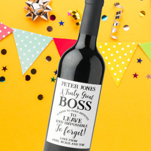 Pour Bouteilles De Vin Un Véritable Grand étiquette Boss