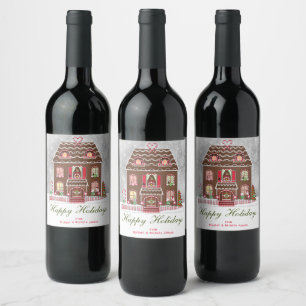 Pour Bouteilles De Vin Vacances Gingerbread Maison Vins Étiquette