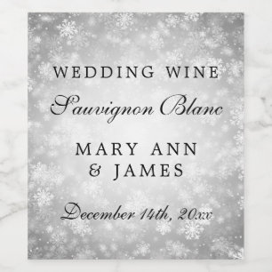Pour Bouteilles De Vin Vins mariage Étiquette Silver Winter Wonderland
