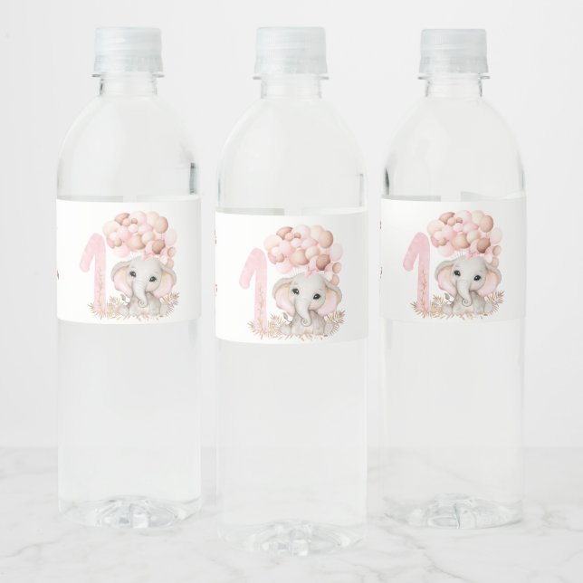 Pour Bouteilles D'eau 1ère fête d'anniversaire | Fille | Étiquette de bo (Bouteilles)
