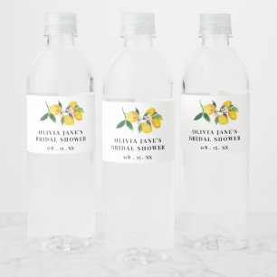 Pour Bouteilles D'eau Aquarelle Citron Fête des mariées Étiquette boutei