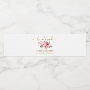 Pour Bouteilles D'eau Aquarelle rose Floral Étiquette artisanal