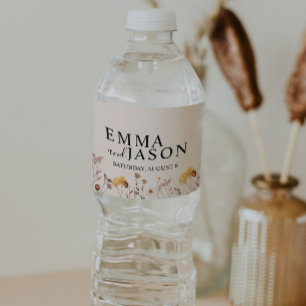 Pour Bouteilles D'eau Boho Fleur sauvage Mariage Étiquette de bouteille