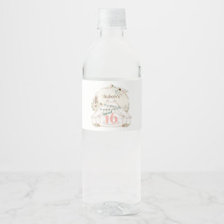 Pour Bouteilles D'eau Boho Glamping Sweet 16 Anniversaire Étiquette bout