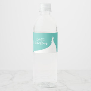 Pour Bouteilles D'eau Elégante Fête des mariées turquoise Étiquette bout
