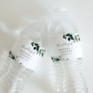 Pour Bouteilles D'eau Étiquette de bouteille Mariage Emerald Greenery