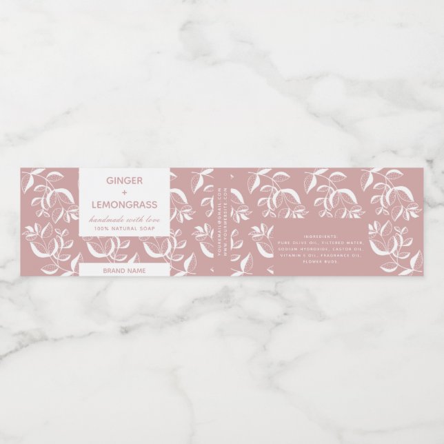 Pour Bouteilles D'eau Étiquette de savon Feuille rose (Étiquettes simples)