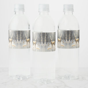 Pour Bouteilles D'eau Gold Christmas Reindeer Vacances Étiquette bouteil