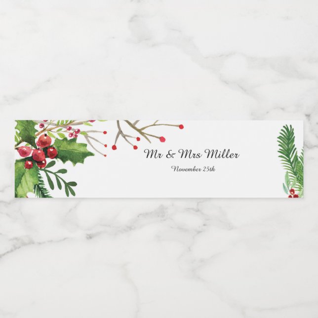 Pour Bouteilles D'eau Mariage d'aquarelle botanique Étiquette de bouteil (Étiquettes simples)