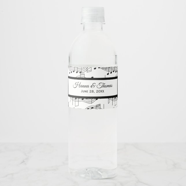 Pour Bouteilles D'eau Notes musicales Elégant mariage Étiquette bouteill (Devant)