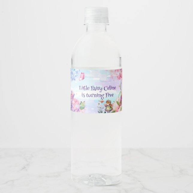 Pour Bouteilles D'eau Petit anniversaire fée étiquette de bouteille d'ea (Devant)
