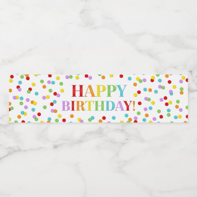 Pour Bouteilles D'eau Rainbow Confetti Joyeux Étiquette de bouteille d'e (Étiquettes simples)