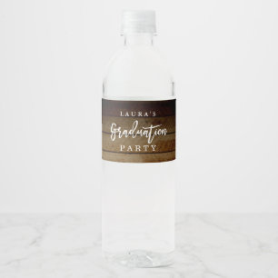 Pour Bouteilles D'eau Rustic Wood Graduation Party Étiquette de bouteill