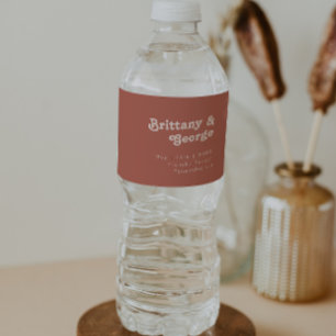 Pour Bouteilles D'eau Vibes rétro simples   Vieux Rose Étiquette de bout