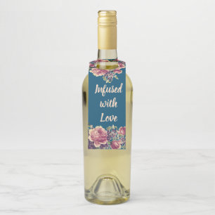Pour Bouteilles Étiquettes de faveur florales à l'aquarelle rose e