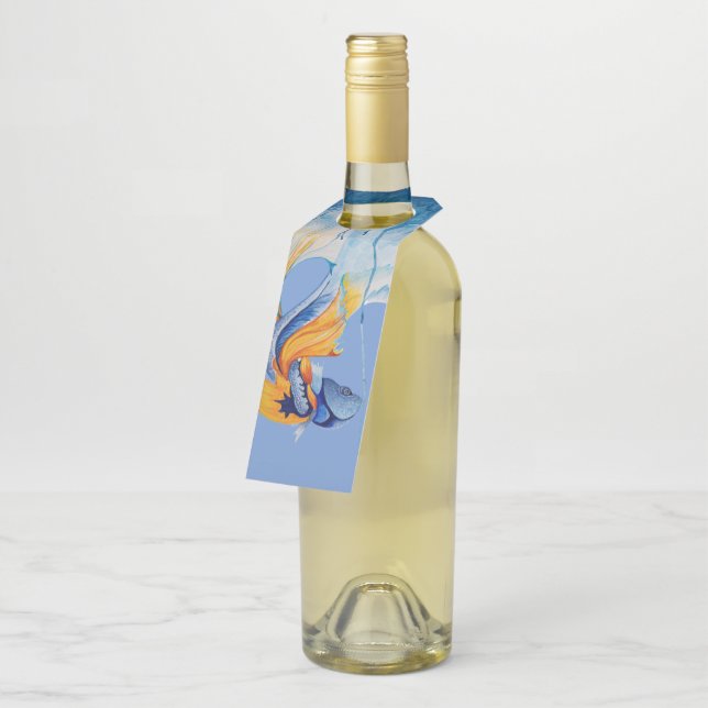 Pour Bouteilles Étiquettes de porte-bouteilles en forme de poisson (Incliné)