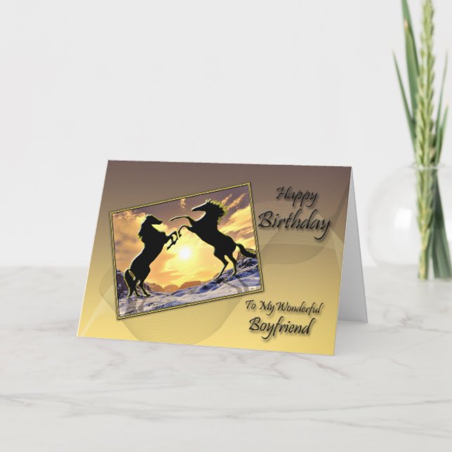 Pour Boyfriend carte d'anniversaire avec chevaux d (Devant)