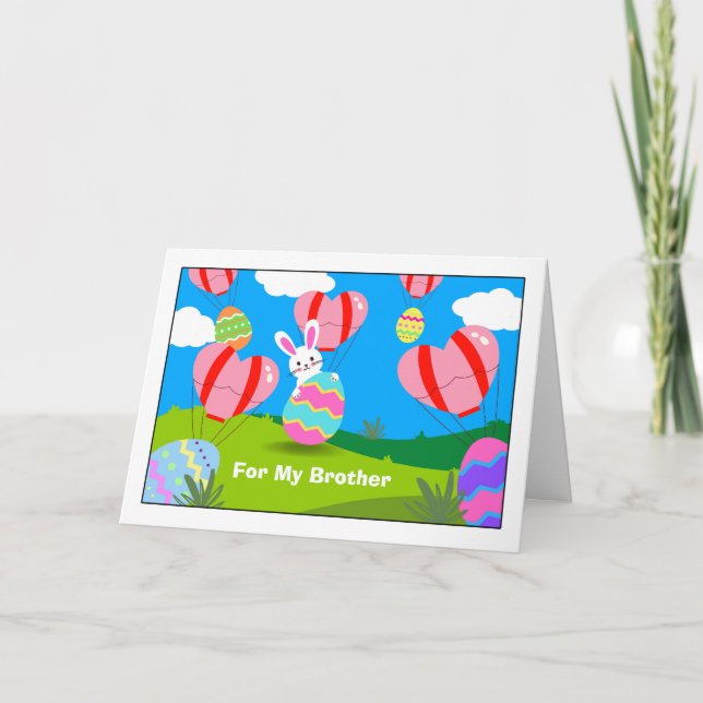 Pour Brother Pâques avec carte OEufs Ballons à Air (Devant)