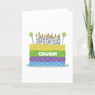 Pour Cousin Cake and Candles Bonne Carte d'Anniver