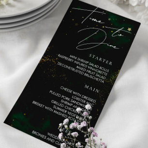 Pour Diner Menu Dark Emerald Green Magic Stars